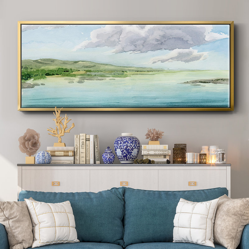 Clear Lagoon II- Framed Canvas, 20" H x 50" W