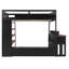 Lit mezzanine double en bois avec bureau réglable, tablettes multiples et lumière DEL RVB, rouge-1748270840
