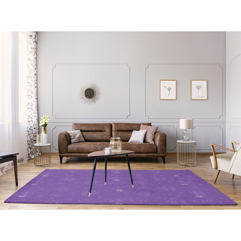 Tapis de zone mauve fait main, Rectangle 8 pi x 10 pi