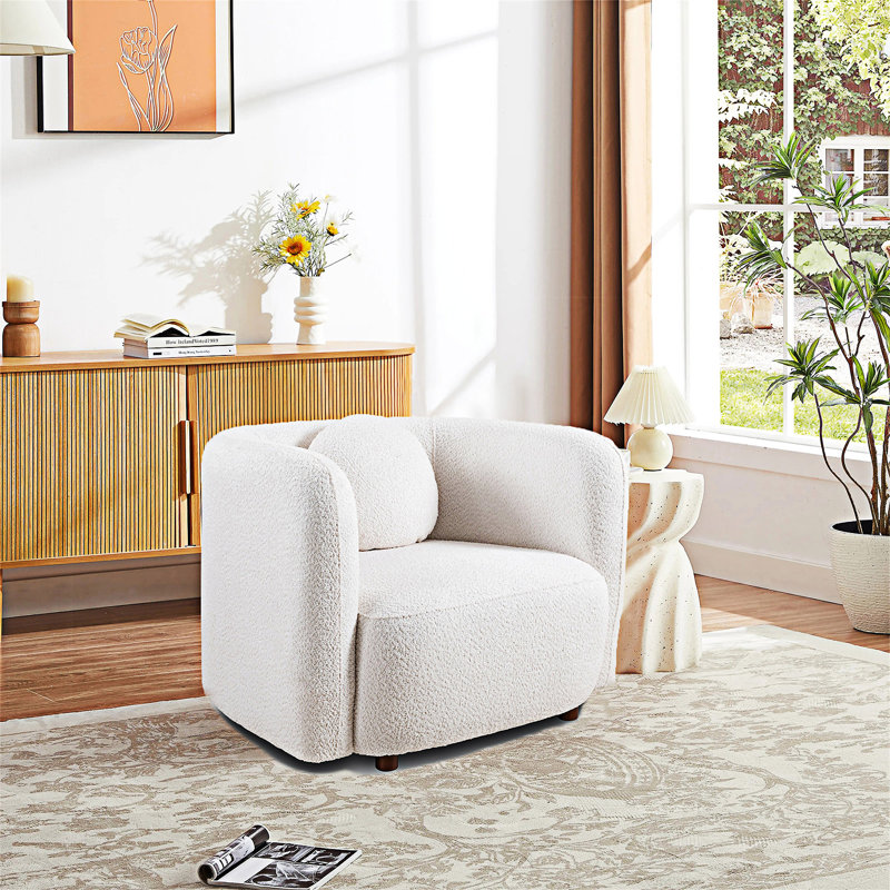 Chaise d'appoint rembourrée pivotante demi-tonneau, ensemble de 2, Blanc