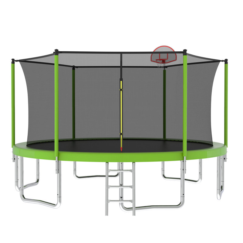 14 pi pour enfants avec filet de sécurité pour enclos extérieur pour grand trampoline, Vert