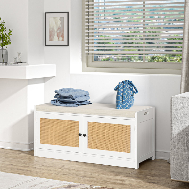 Mirazo Rattan Entryway Bench With Shoe Storage
