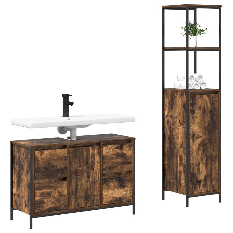 Bathroom Furniture Suite, Medium Wood
