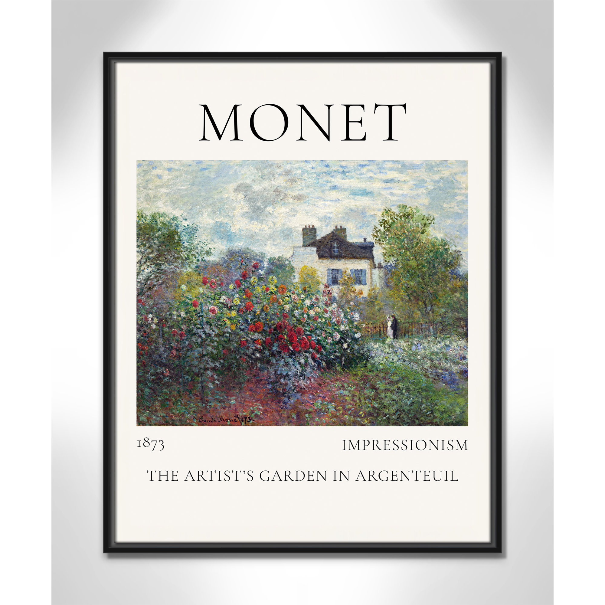 Artists Garden in Argenteuil Print by Claude Monet, No, 29.5" H x 23.5" W x 2" D, Black Floater Frame