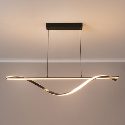 Decklen Matte Black Twist Drop Bar LED Ceiling Pendant Light