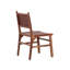 Ensemble de 2 chaises de salle à manger rembourrées, fauteuil d'appoint tissé en cuir véritable, structure en bois franc rustique, brun