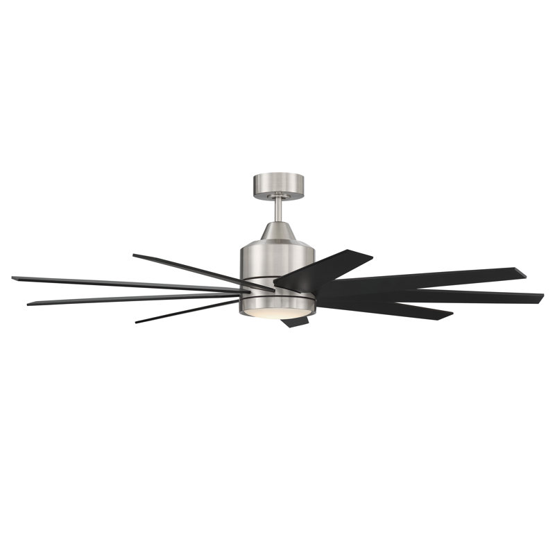 Champion Ceiling Fan with LED Lights, Brushed Polished Nickel/Flat Black