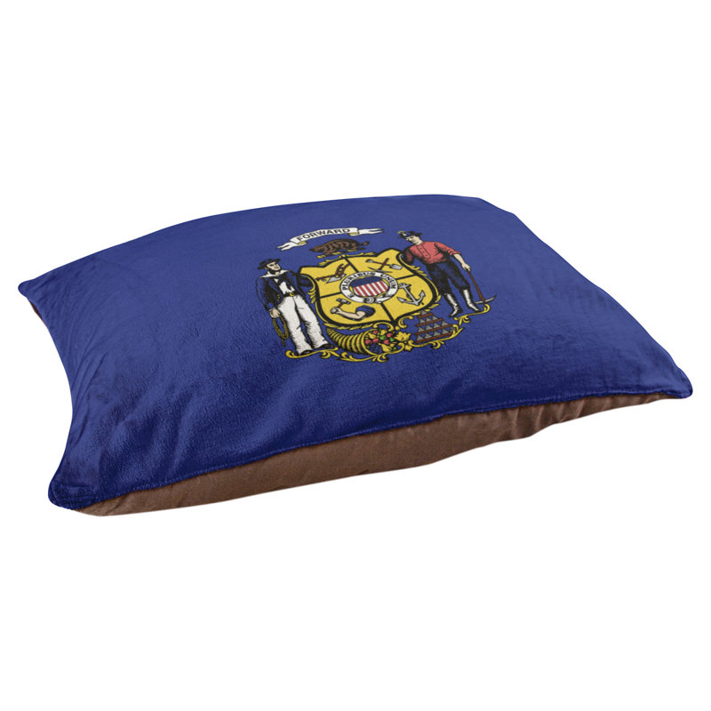Coussin de concepteur wisconsin flag Burien, Marron foncé, L 32,5 po x l 42,5 po