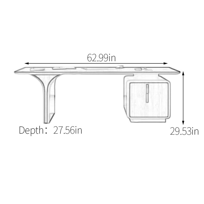 Premium Solid Wood Multi-Layer Board Desk, 29.53" H x 62.99" W x 27.56" D