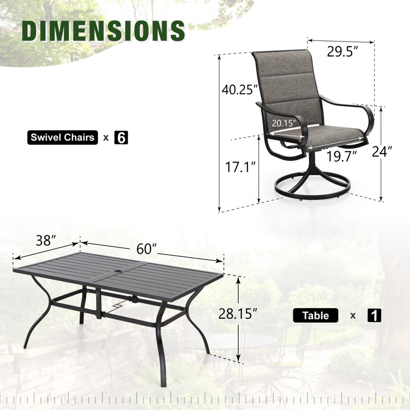 Alyah 6 - Person Patio Dining Set with Rectangular Table