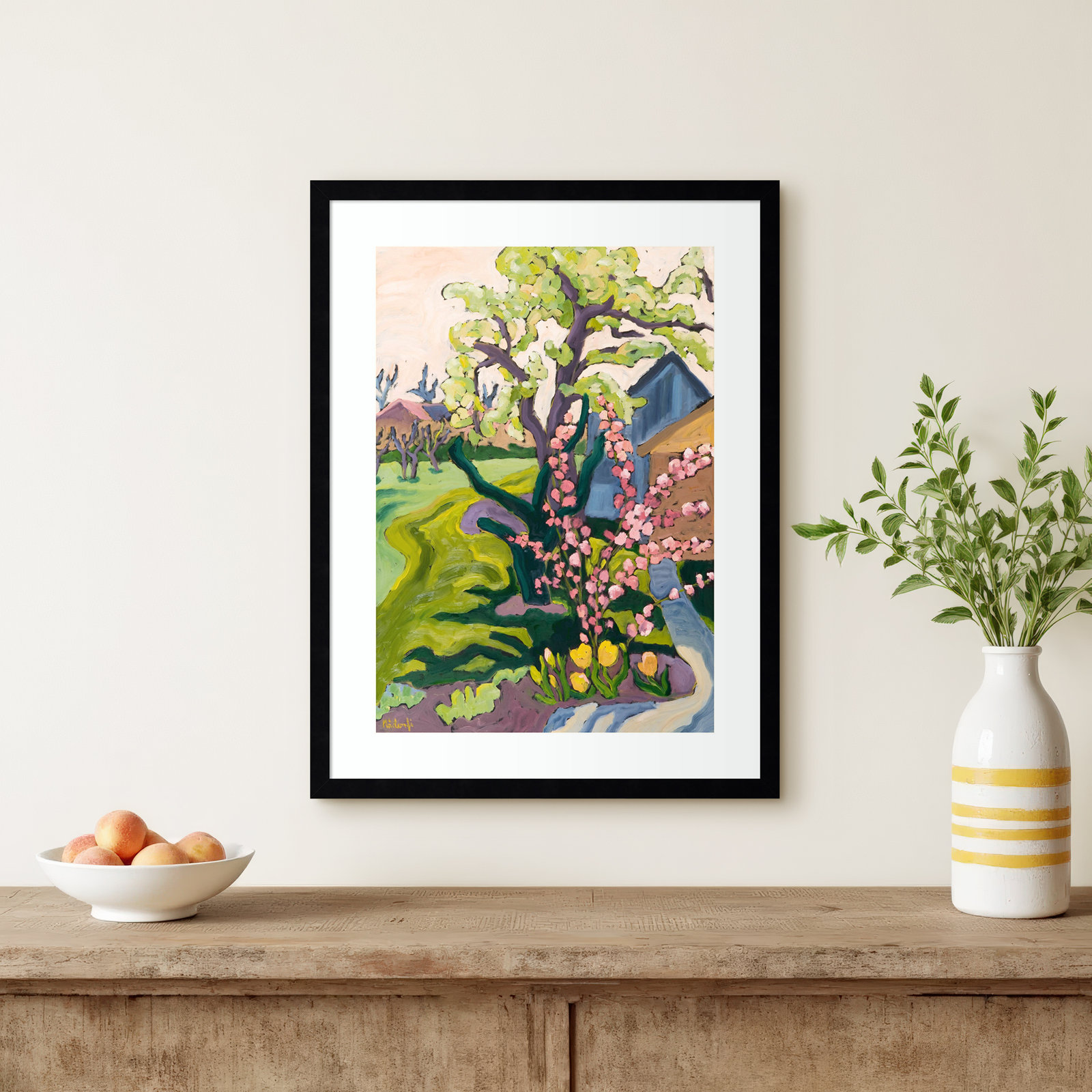 Garden in Dusk Light Print, Black, 25" H x 19" W x 1" D