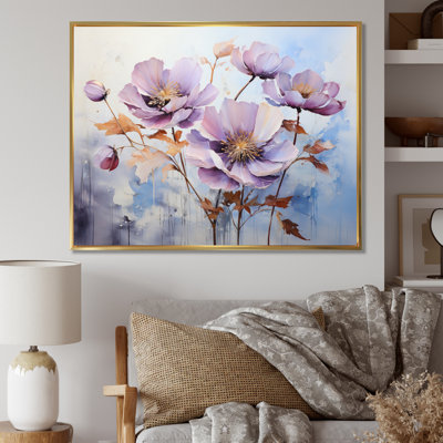 «Mauve Botanical Serenade II», art mural abstrait sur toile