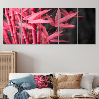 Pink Black Bamboo Garden II - Bamboo Wall Decor Set