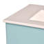 Meuble-lavabo 30 po avec lavabo en céramique, armoire de salle de bain autoportante, finition bleue, tablette de rangement et structure en bois massif