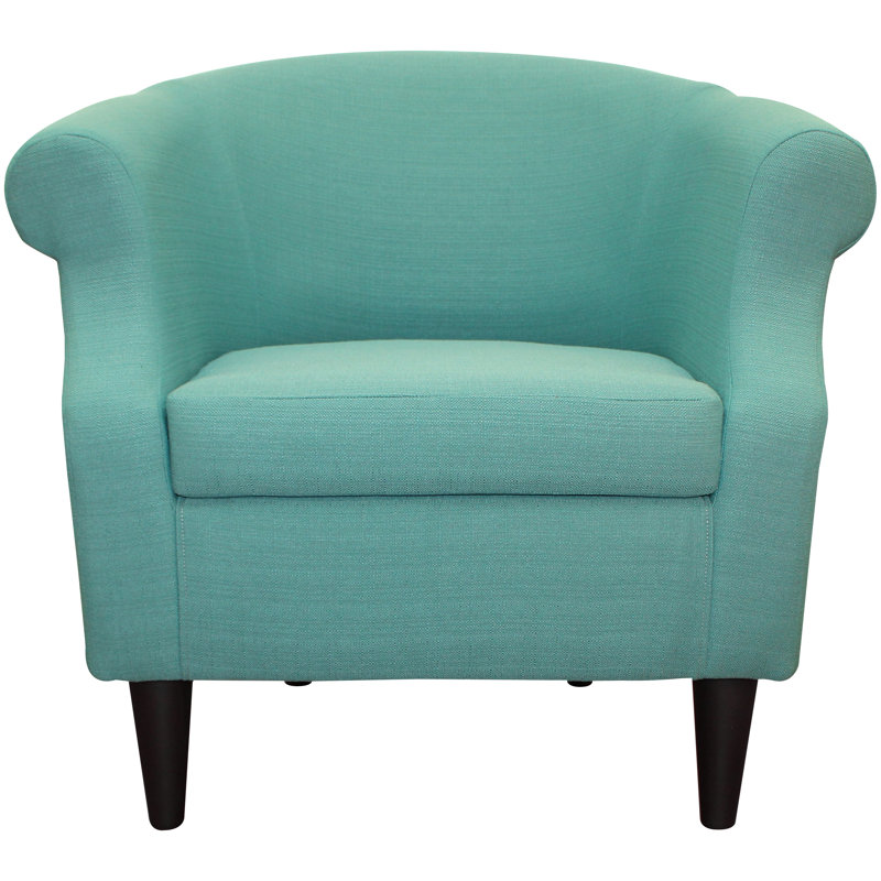 Fauteuil demi-tonneau en polyester Adea, Klein en tissu natté paon