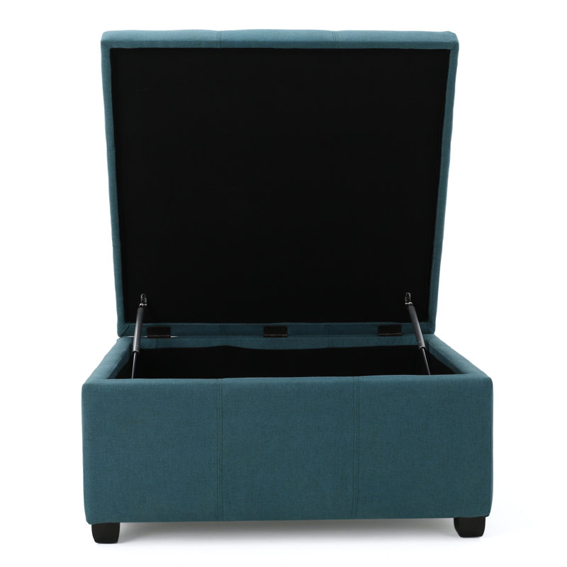 Jamil Upholstered Ottoman, Dark Teal Fabric