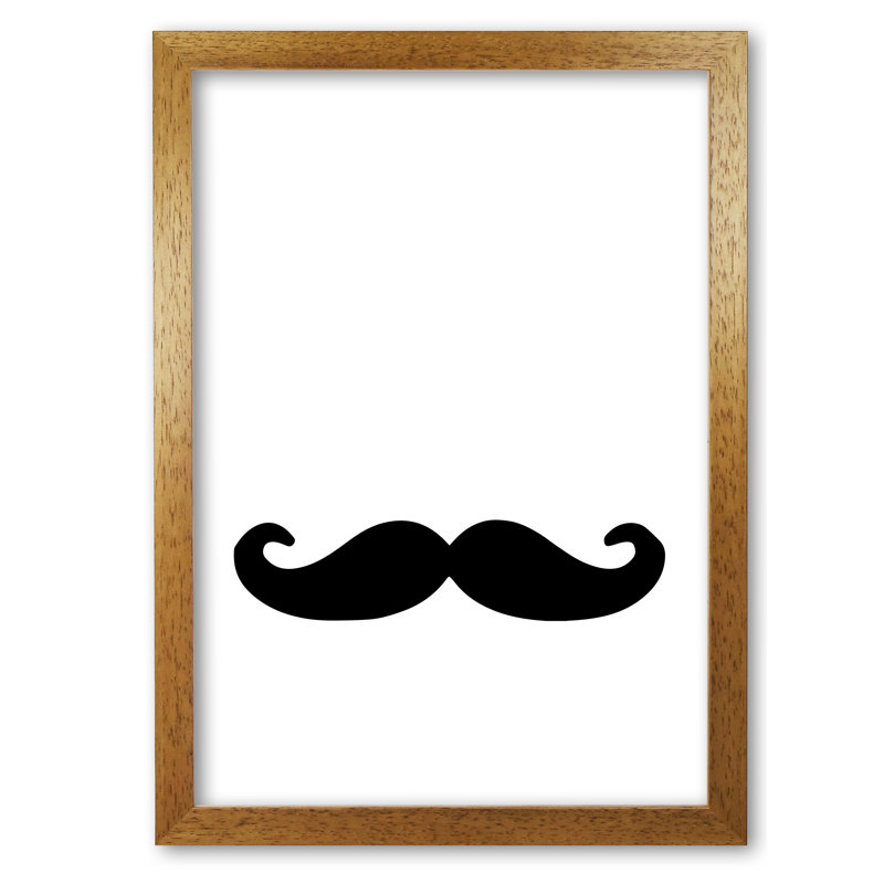 Moustache - Painting, 85 cm H x 60 cm W x 5 cm D, Honey Oak Frame