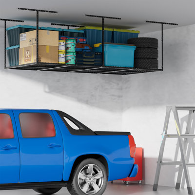 Supports de rangement pour plafond de garage avec panneaux latéraux, support de rangement de garage supérieur, hauteur réglable de 22 à 42 pouces, acier au carbone robuste, poids de 700 lb