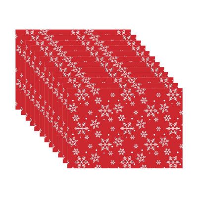 Cotton Placemat (Snowflakes) - Set Of 12