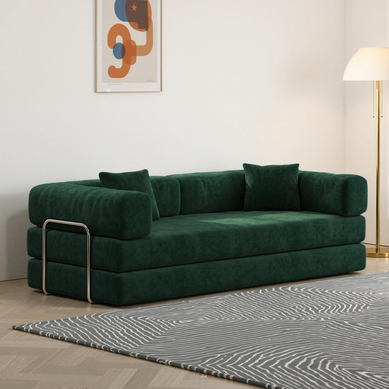 Lit modulaire convertible de 78,8 pouces avec siège pliable et modulaire, profondeur de 70 cm pour une assise décontractée, différentes formes, matériau lavable et amovible, 3 cadres en métal à haute résistance, type L