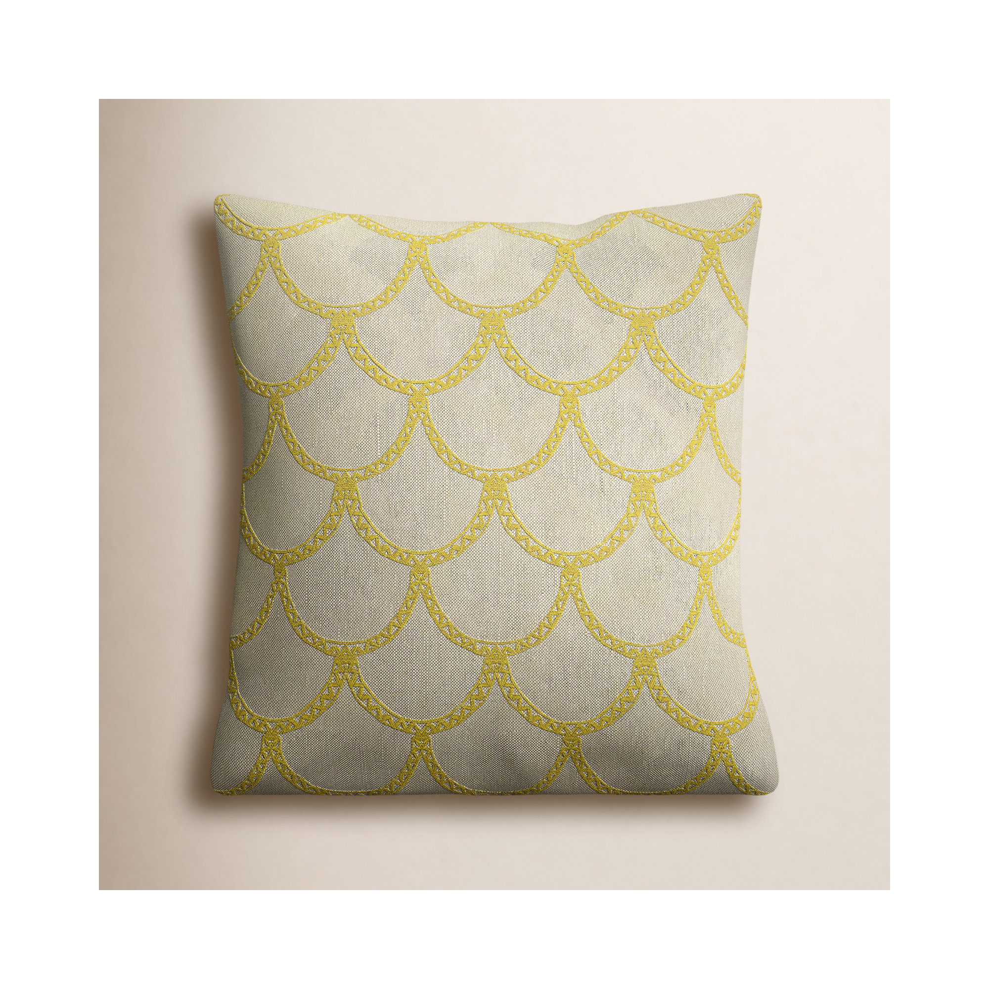 Cedartown Embroidered Linen Pillow Cover, Buttercup, 22" H x 22" W x 1" D