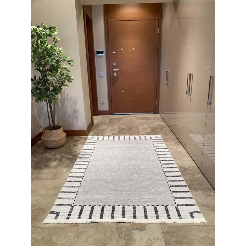 Tapis en coton Tiodoro avec envers antidérapant, Rectangle 2 pi 7 po x 3 pi 11 po