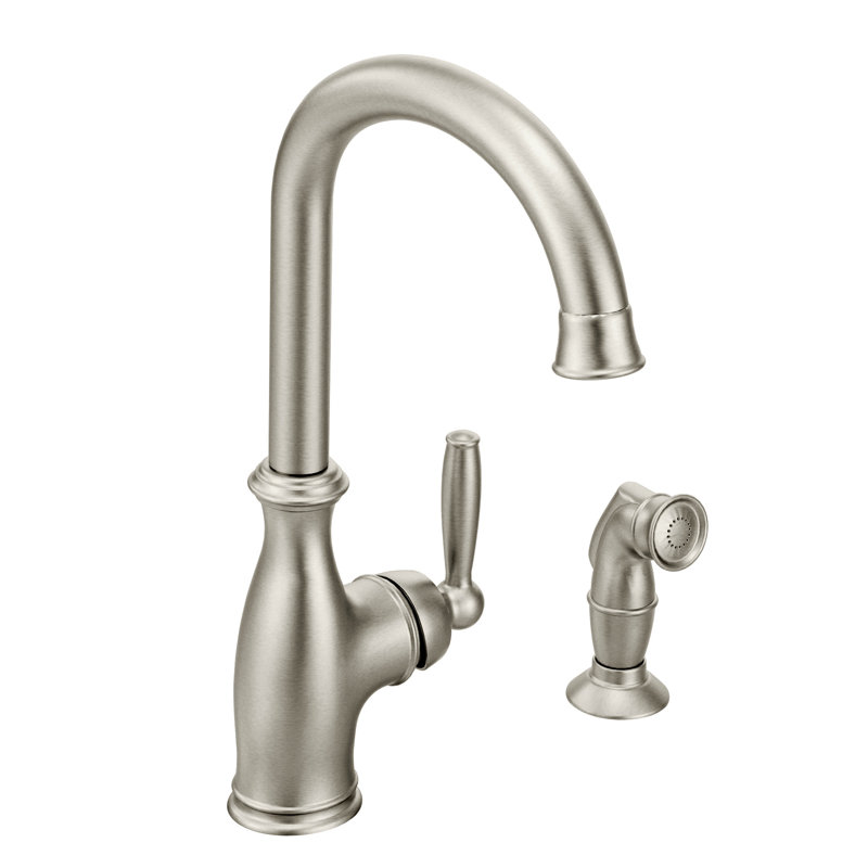 Brantford Pull Out Single Handle Kitchen Faucet with Side Spray, Spot Resist Stainless