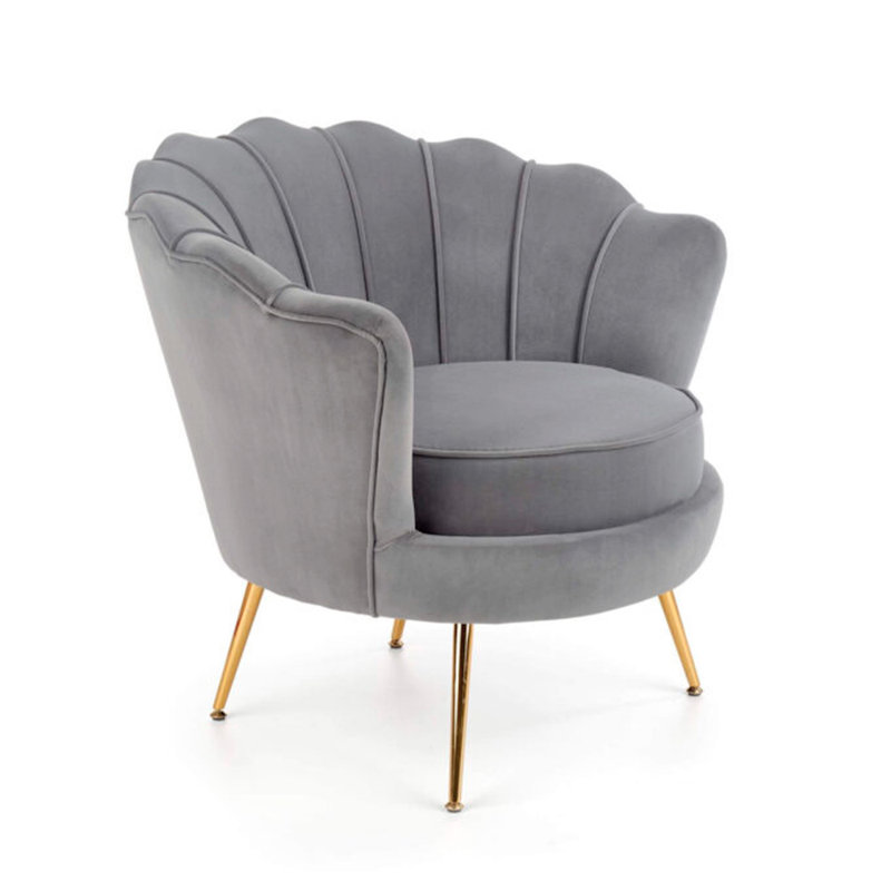 Yumin Upholstered Barrel Chair, Gray Velvet