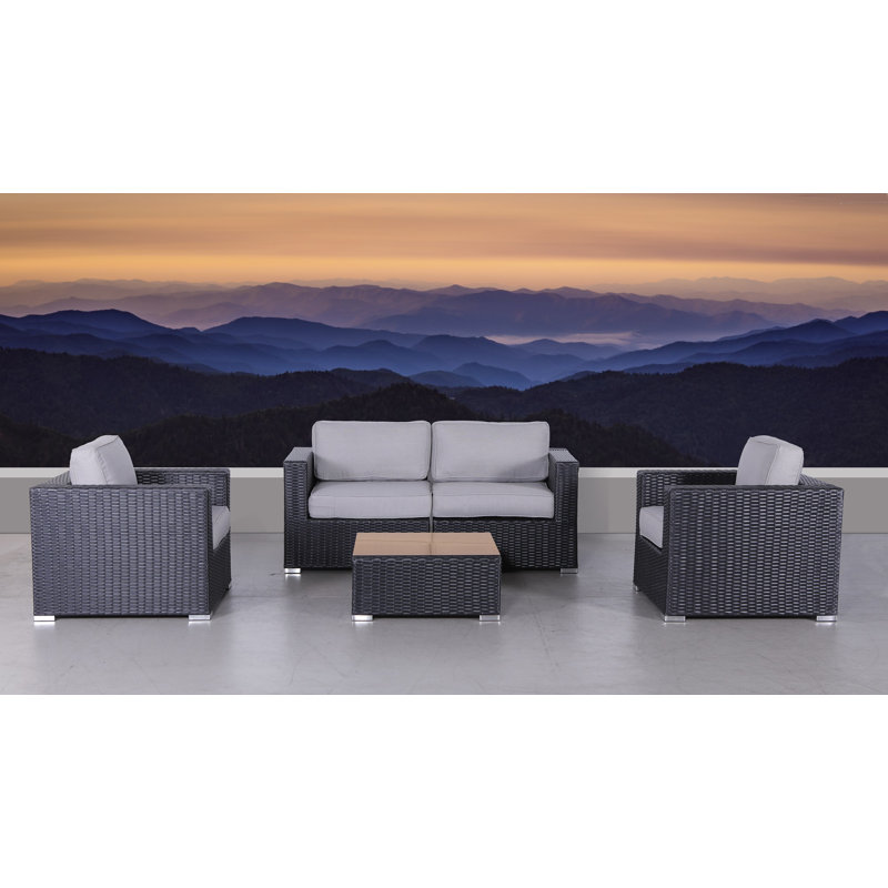 Ameri Wicker Fully Assembled 4 - Person Seating Group with Cushions