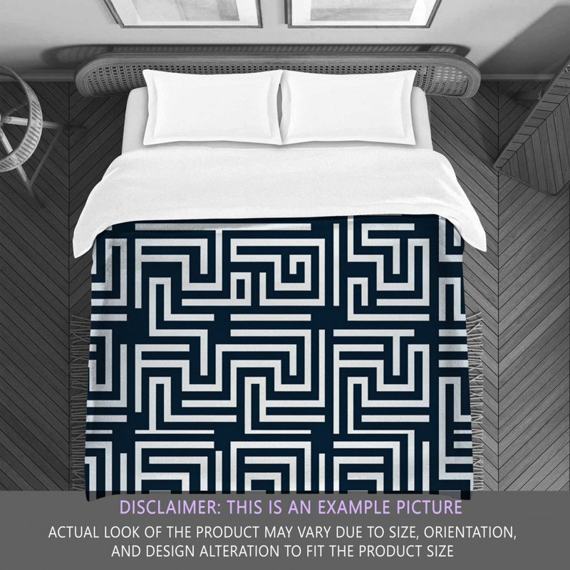 Polyester Comforter, King Comforter, Navy/White Geometric