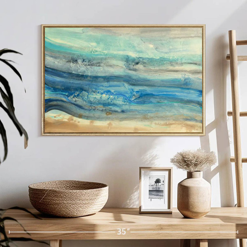 Vagues de l'océan, 25 po x 17 po, Cadre flottant en bois naturel