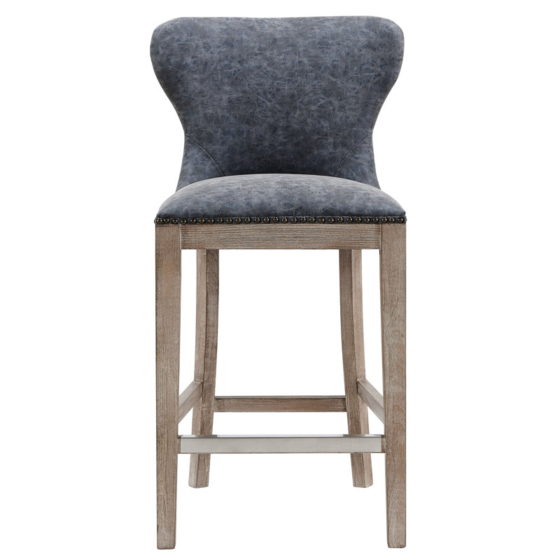 Grantham Upholstered Counter Stool, Nubuck Charcoal faux leather, Counter Stool (26” Seat Height)