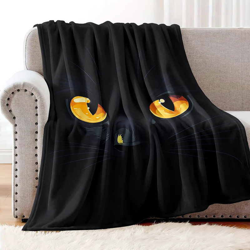 Couverture pour chat noir Cadeaux d'amoureux des chats pour adultes - Jeté en peluche ultra doux pour lit, canapé, camping - 30 po x 40 po
