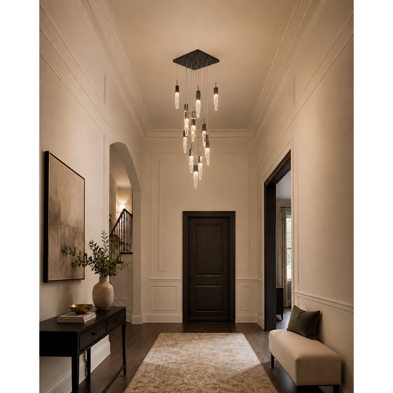 Lustre suspendu en cristal 15 lumières Modern, Noir