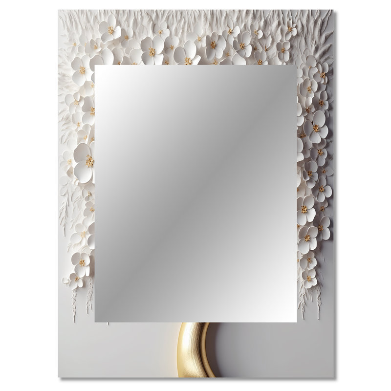 Orchidée blanche, jardin de branches, miroir mural floral, 40 po x 30 po