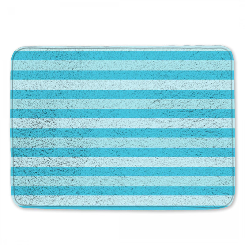 Tapis de bain à rayures bleues et blanches, L 34 po x L 21 po