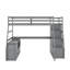 Lit mezzanine double avec 7 tiroirs, 2 tablettes et un bureau-98890236