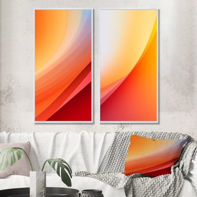 Orange Spectral Slice - Abstract Shapes Canvas Art Print Set Of 2