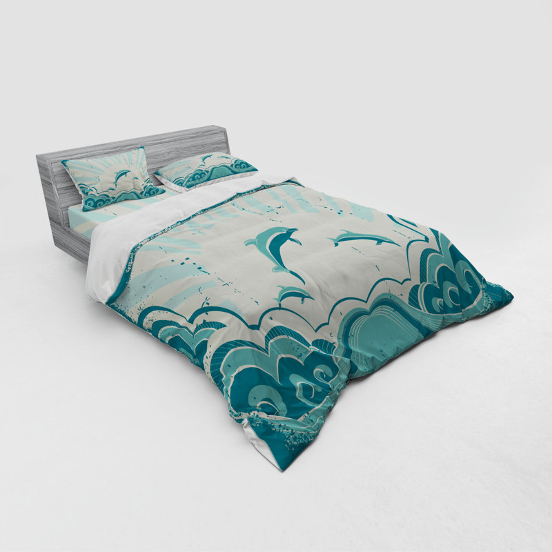 Ensemble de housse de couette dauphin, Housse de couette grand + 3 pièces supplémentair