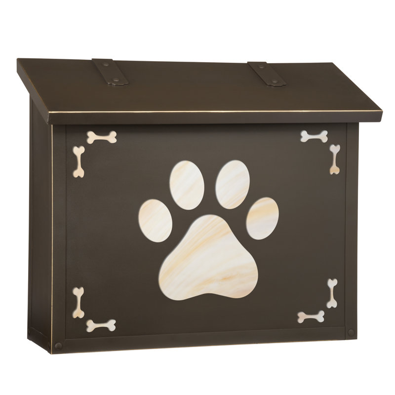 Boîte aux lettres murale Dog Paw, Bronze architectural, Miel