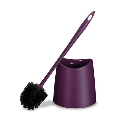 Support et brosse pour toilette, brosse pour cuvette de toilette avec brosse à récurer, brosse et panier de rangement pour un nettoyage facile de la salle de bain (mauve)