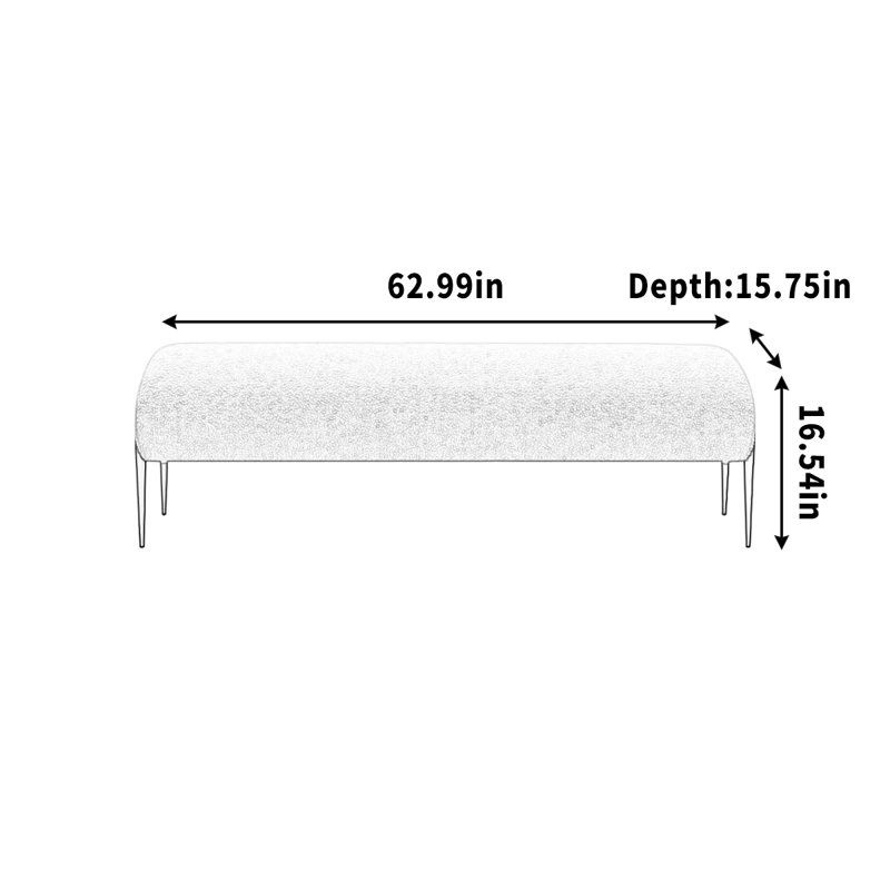 Banc de repos simple, H 16,54 po x l 62,99 po x P 15,75 po