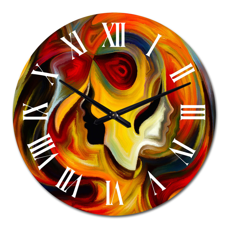 Horloge murale moderne rouge, jaune et orange, Moyen