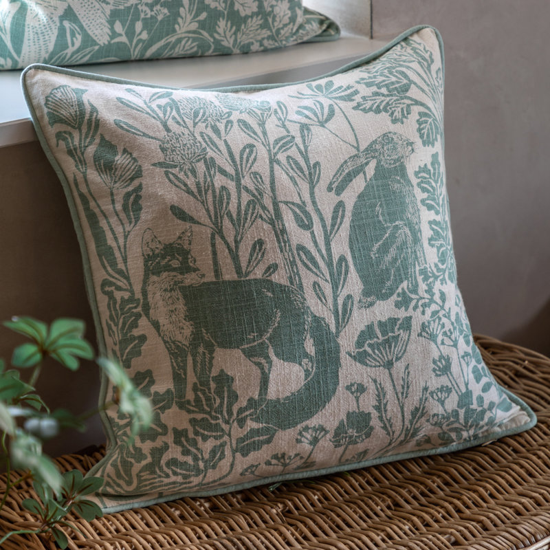 Square Throw Cushion, Poly Fibre, Blue Animal Print