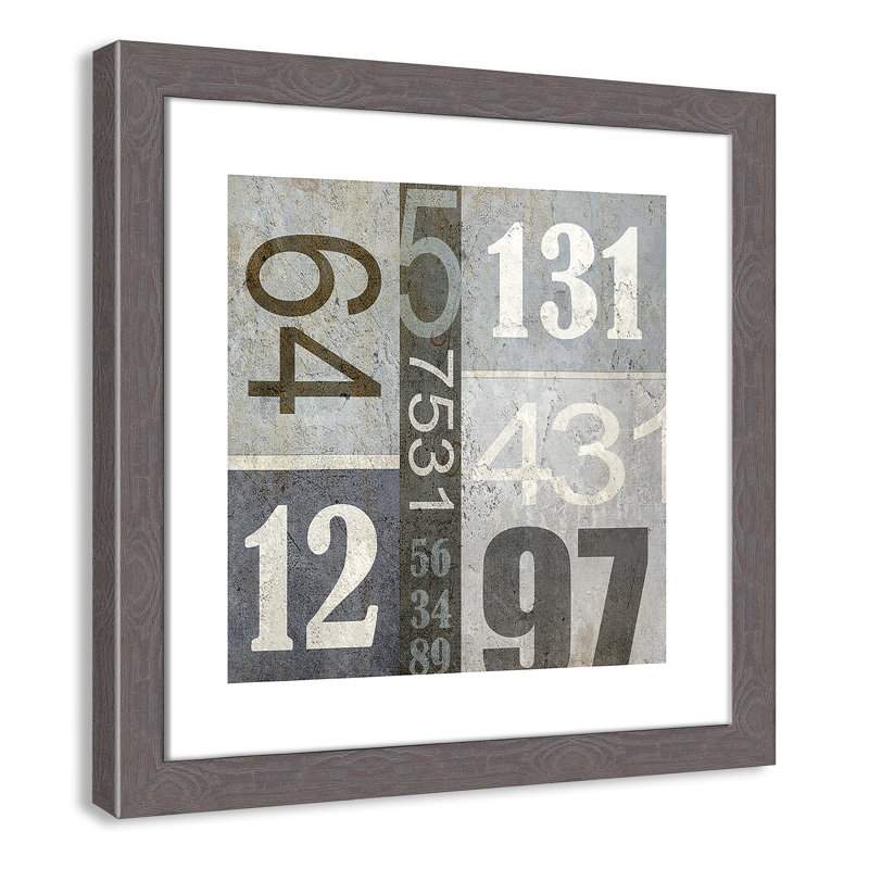 Art numérique encadré, H 16 po x l 16 po x P 0,6 po, Encadré plat à grain de bois gris