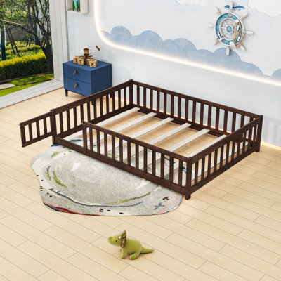 Wooden Floor Bed With Slats by Harriet Bee