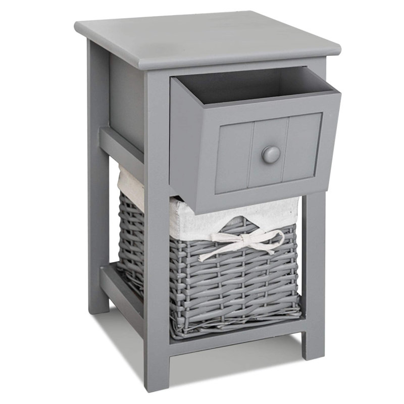 Amanni 35cm W Manufactured Wood Bedside Table, Grey
