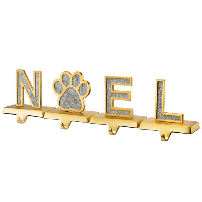 5" Silver Sparkle NOEL Stocking Holders, 4-Pieces