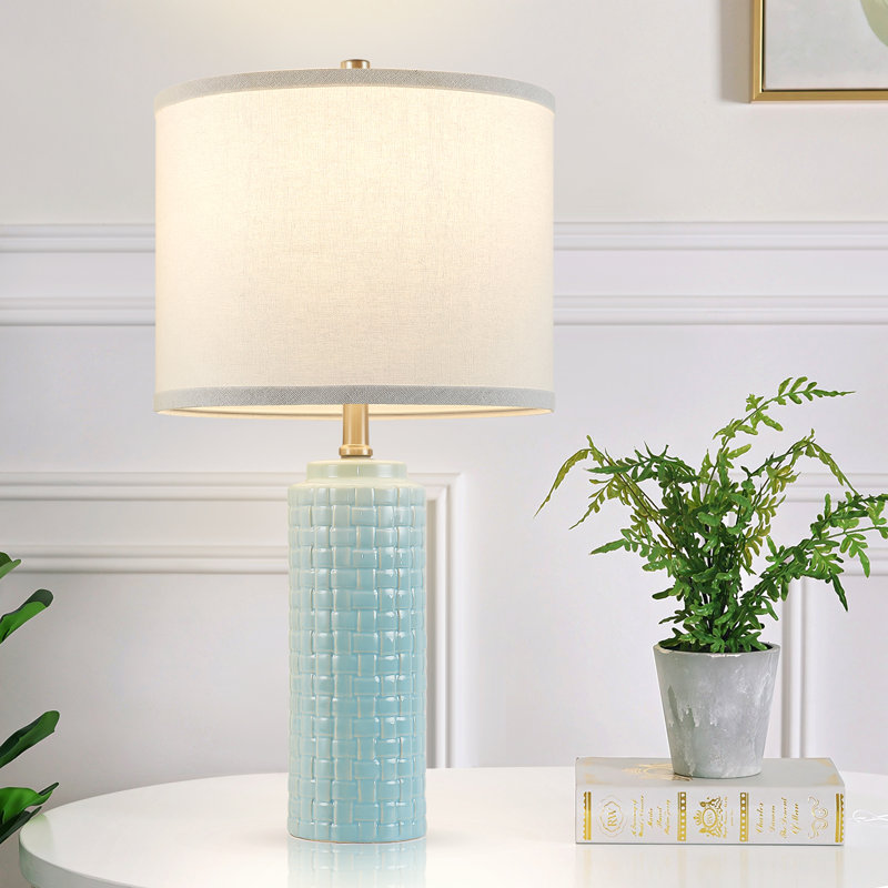 Lampe de table en céramique Marmostad, Bleu, Blanc