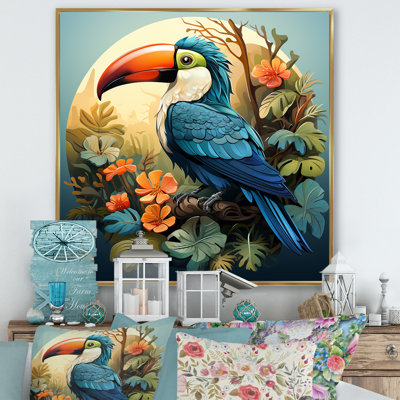Toucans tropicaux bleus et jaunes III - Toucan, art mural animal